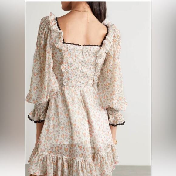 LUG VON SIGA Madison Shirred Floral-print Crepe De Chine Mini Dress - Picture 5 of 9